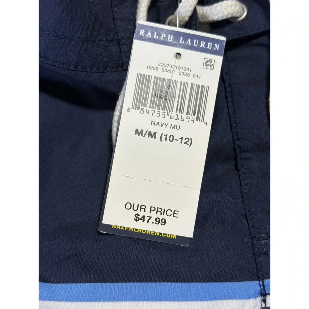 NWT Polo Ralph‎ Lauren Nautical Swim Trunks Striped Youth M (10/12)